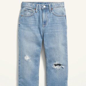 Girls High-Waisted Slouchy Straight Ripped Jeans